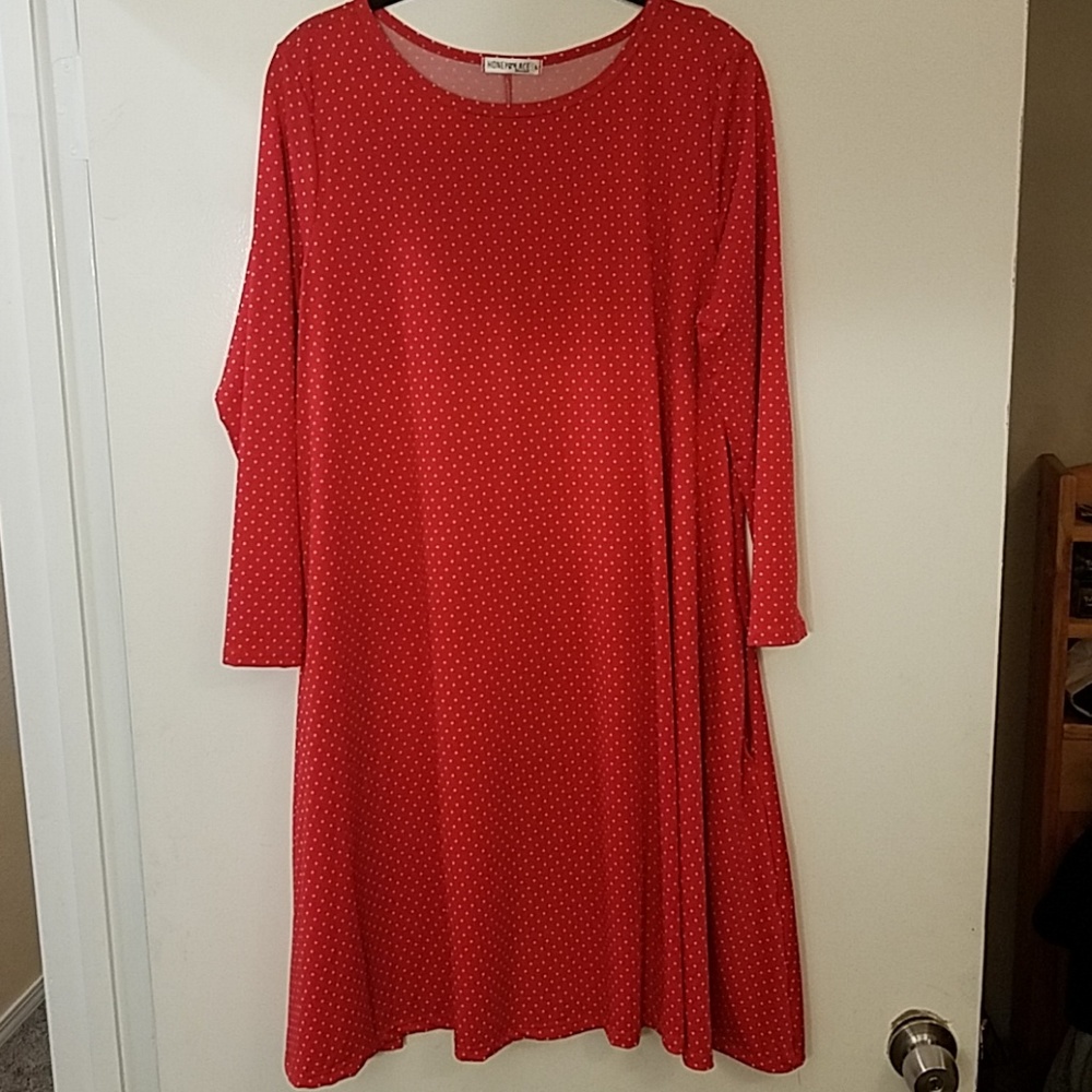Cute red and white polkadot dress with POCKETS